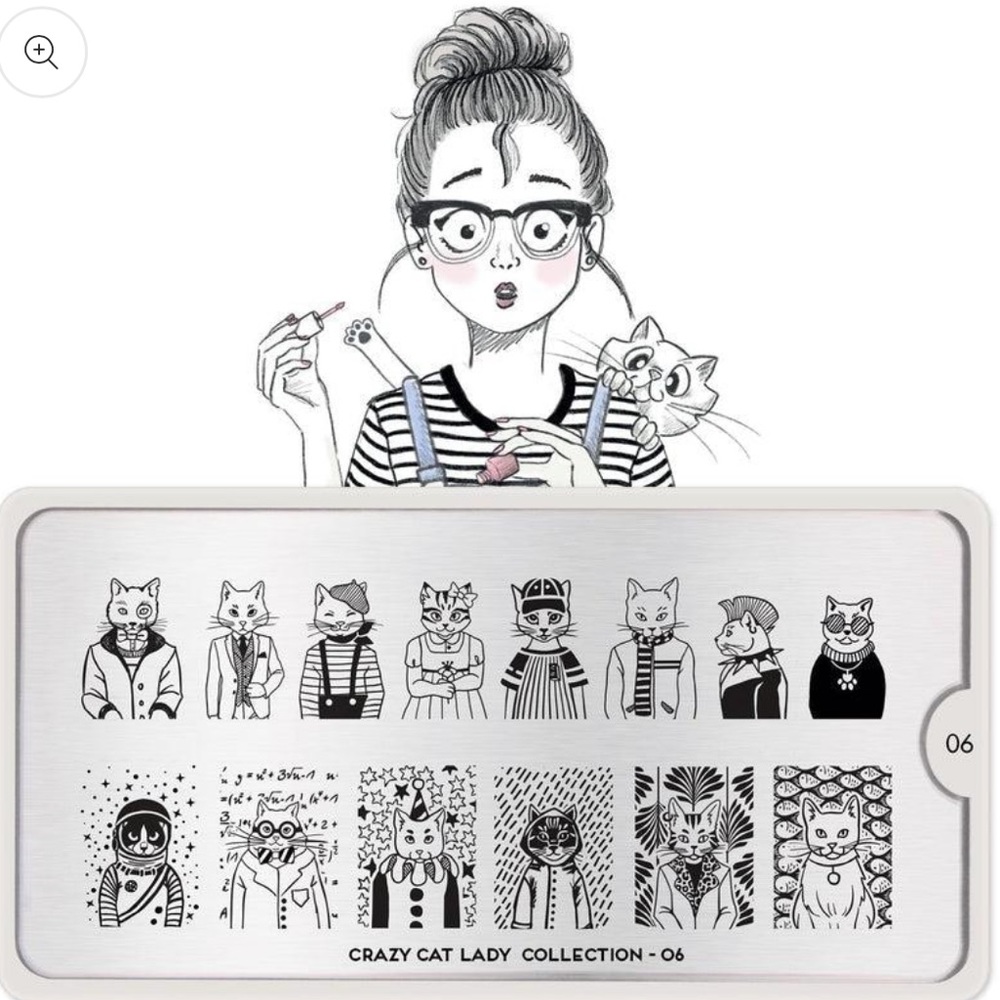 MoYou London nail art stamping plate Crazy Cat Lady 06 NWOT